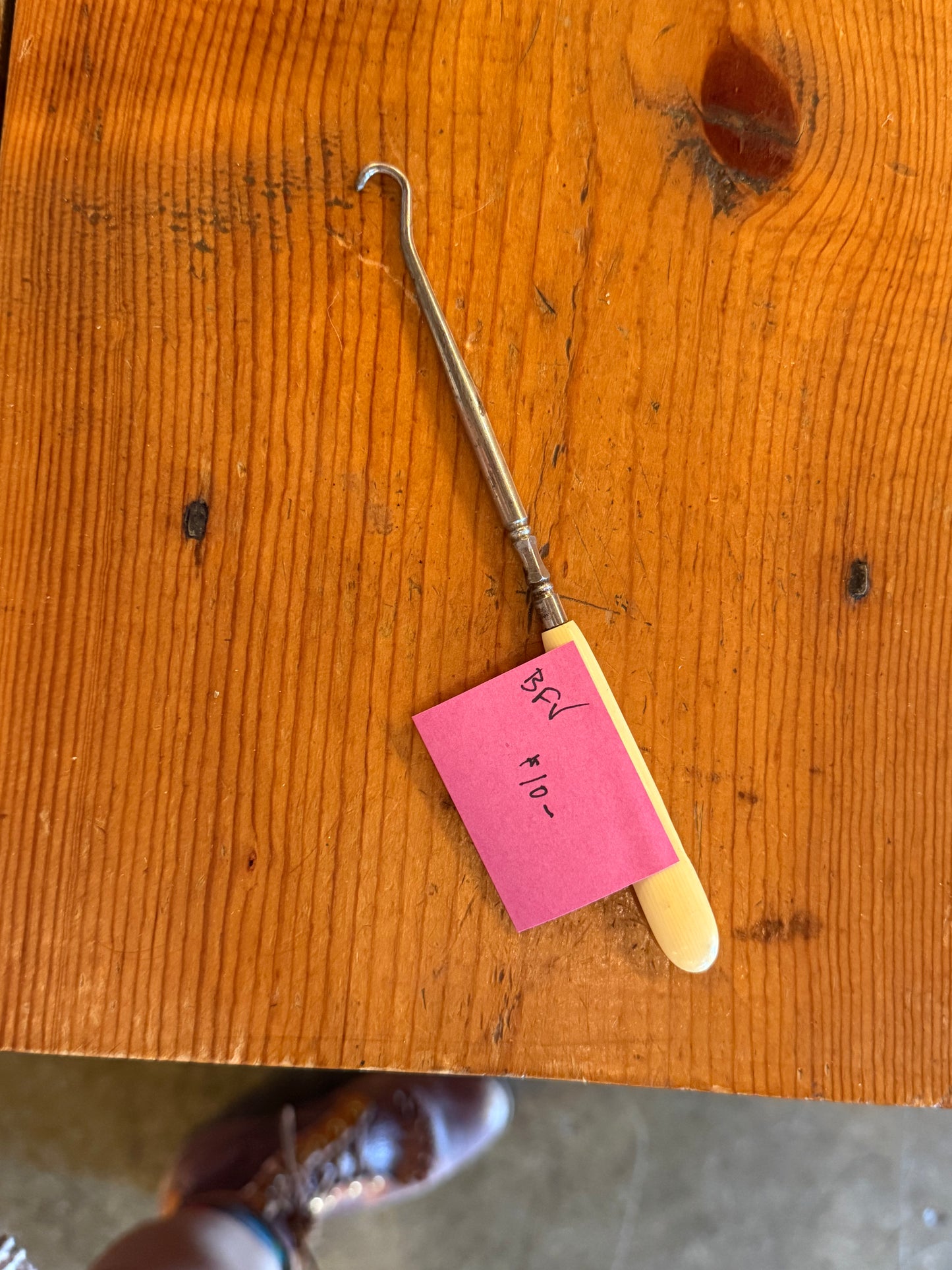 French Ivory Celluloid Shoe Button Hook