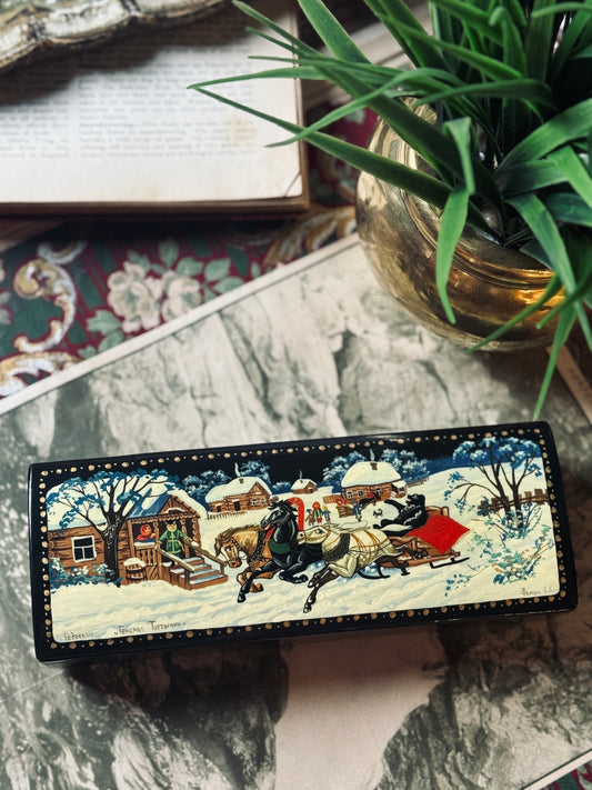 Russian Lacquer Winter Troika Box