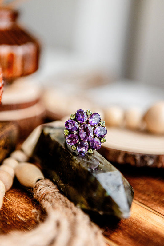 Sterling Silver Peridot & Amethyst Ring